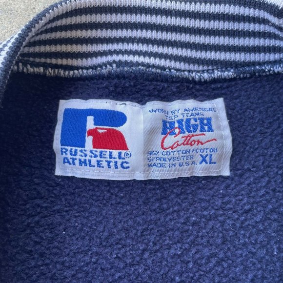 Vintage 90s Russell Athletic Sweatshirt. Navy heavy cotton. Made in USA. Size XL - Picture 4 of 8